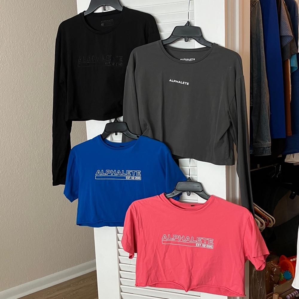 BUNDLE of 4 Alphalete Cropped Tees short and long sleeves